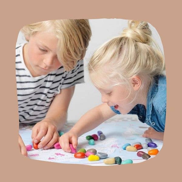 24 crayon rocks in a muslin bag -On Sale!! LIMITED TIME!!!