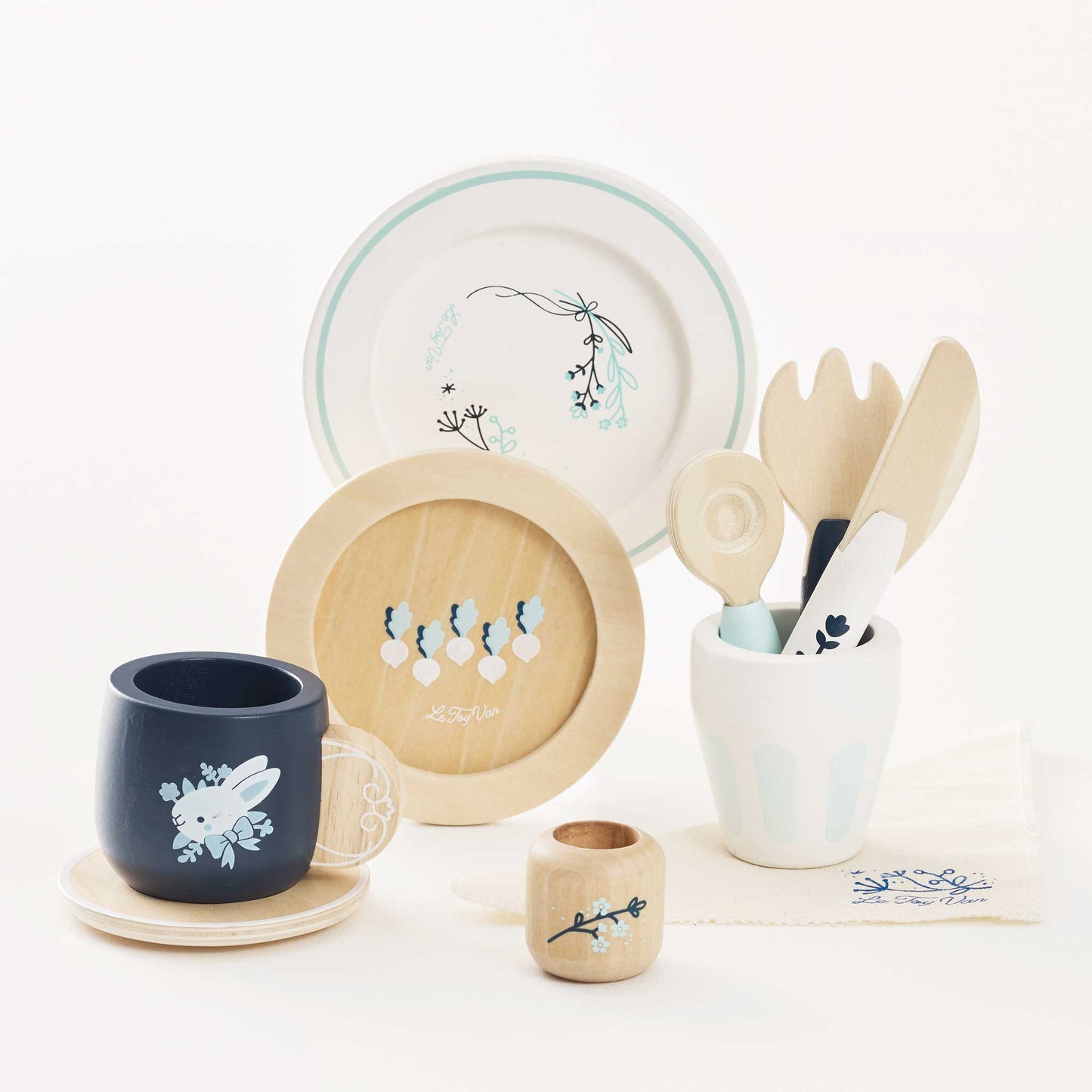 Le Toy Van Pretend Play Wooden Cutlery Dining Set 2 years+