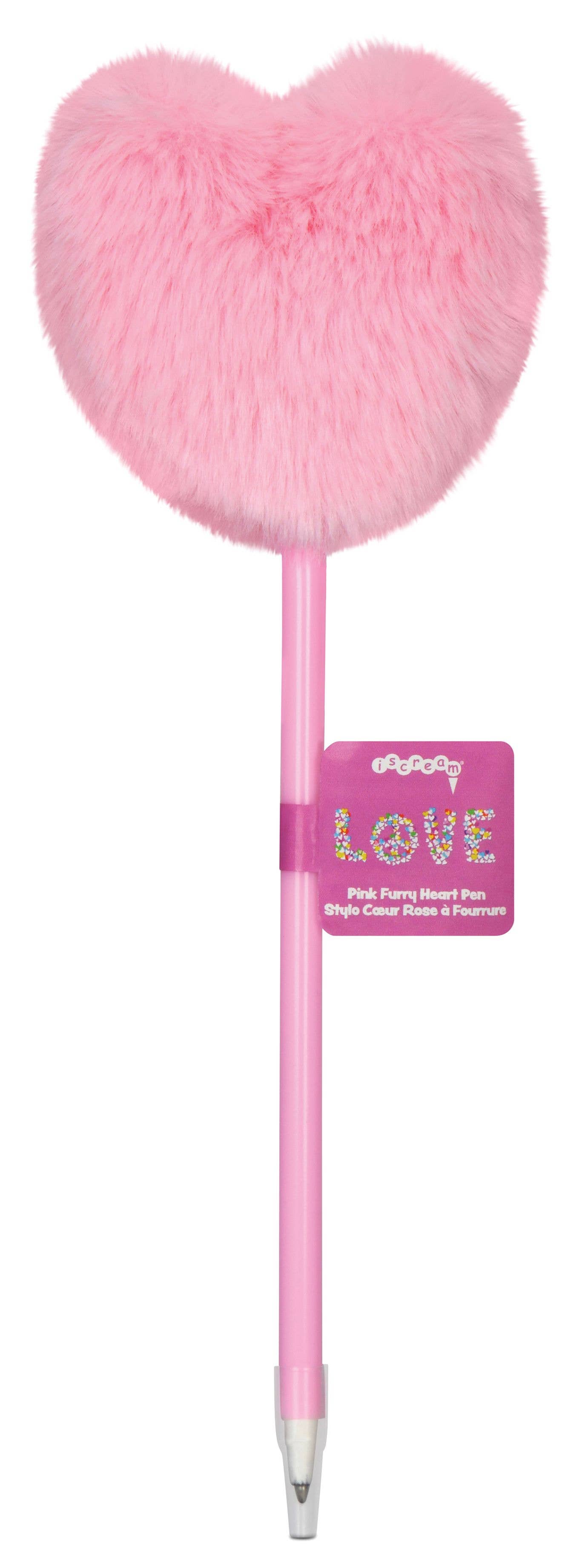 PINK FURRY HEART PENS