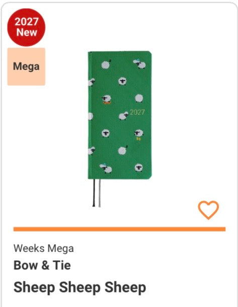 Hobonichi Techo 2027 Weeks MEGA Bow & Tie: Sheep Sheep Sheep