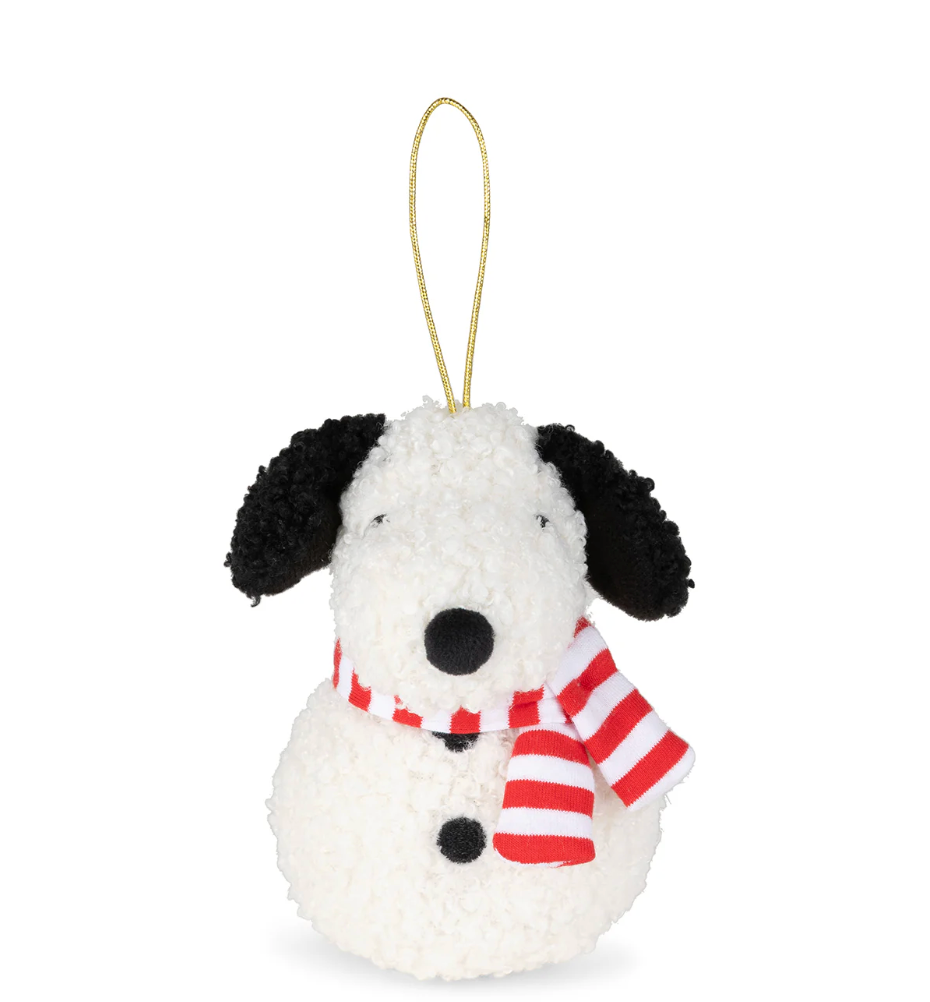 Bon Ton Toys Plush Ornament PEANUTS SNOOPY ECO Tiny Teddy Cream Snowman 4"