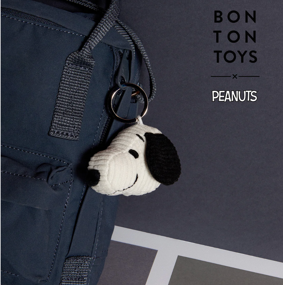 Bon Ton Toys Keychain Plush PEANUTS SNOOPY HEAD Cream Corduroy 2"