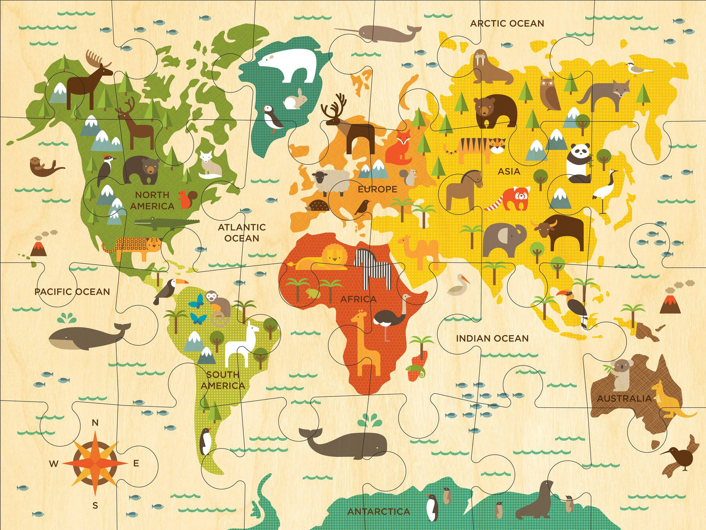 Petit Collage - World Map 24-Piece Floor Puzzle