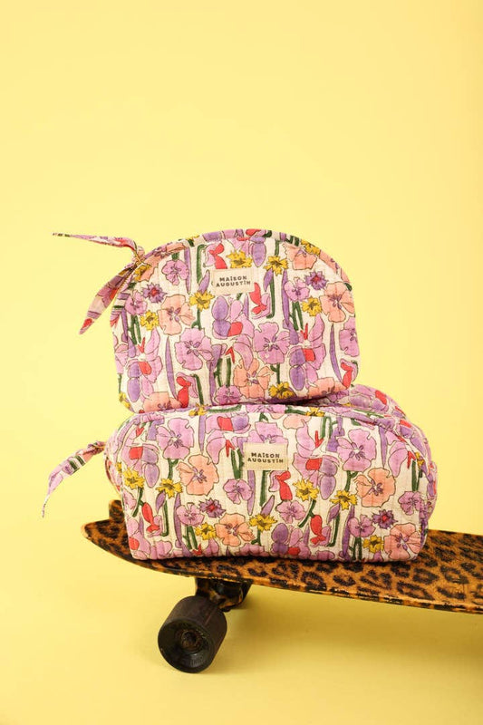 Lilac floral toiletry bag