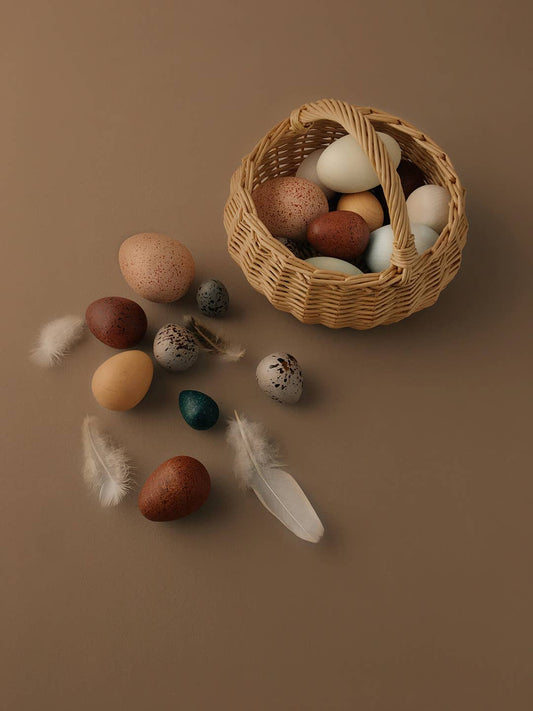 Moon Picnic - A Dozen Bird Eggs in a Basket