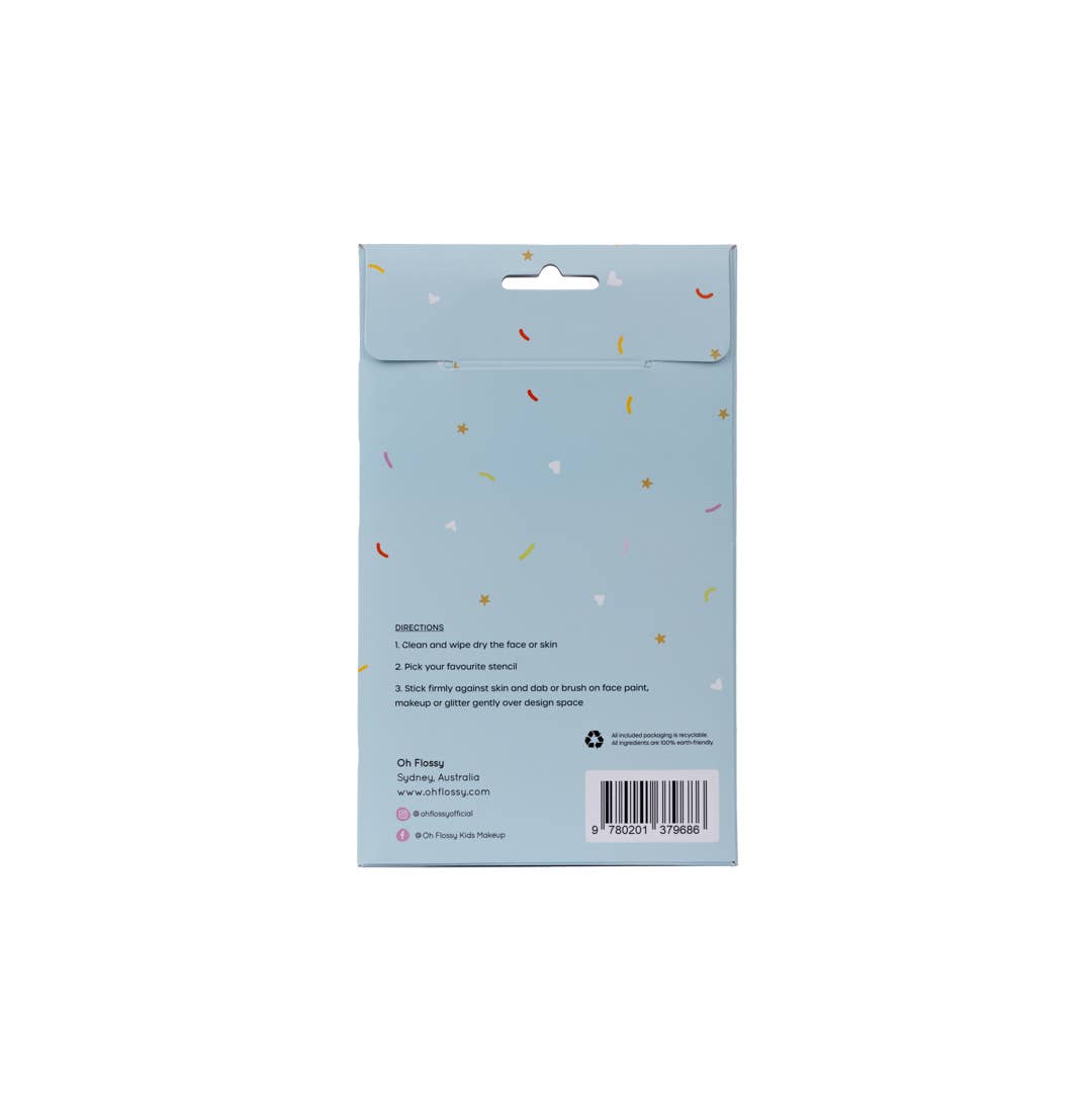 Oh Flossy Kids Reusable Adhesive Face Paint & Makeup Stencils
