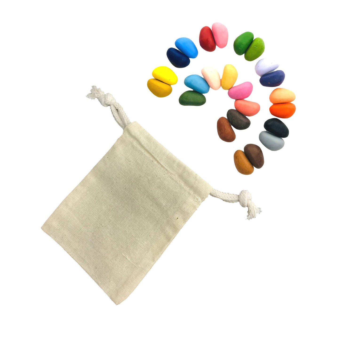 24 crayon rocks in a muslin bag -On Sale!! LIMITED TIME!!!