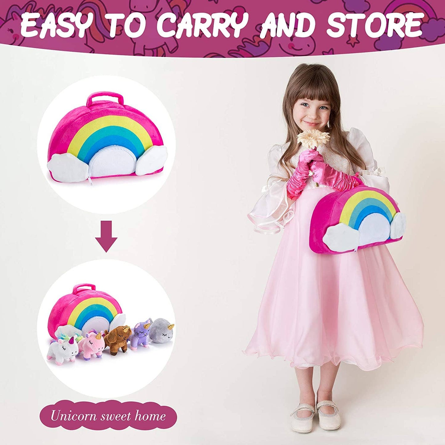 Unicorn Toy Set with To Carry Unicorn Bag