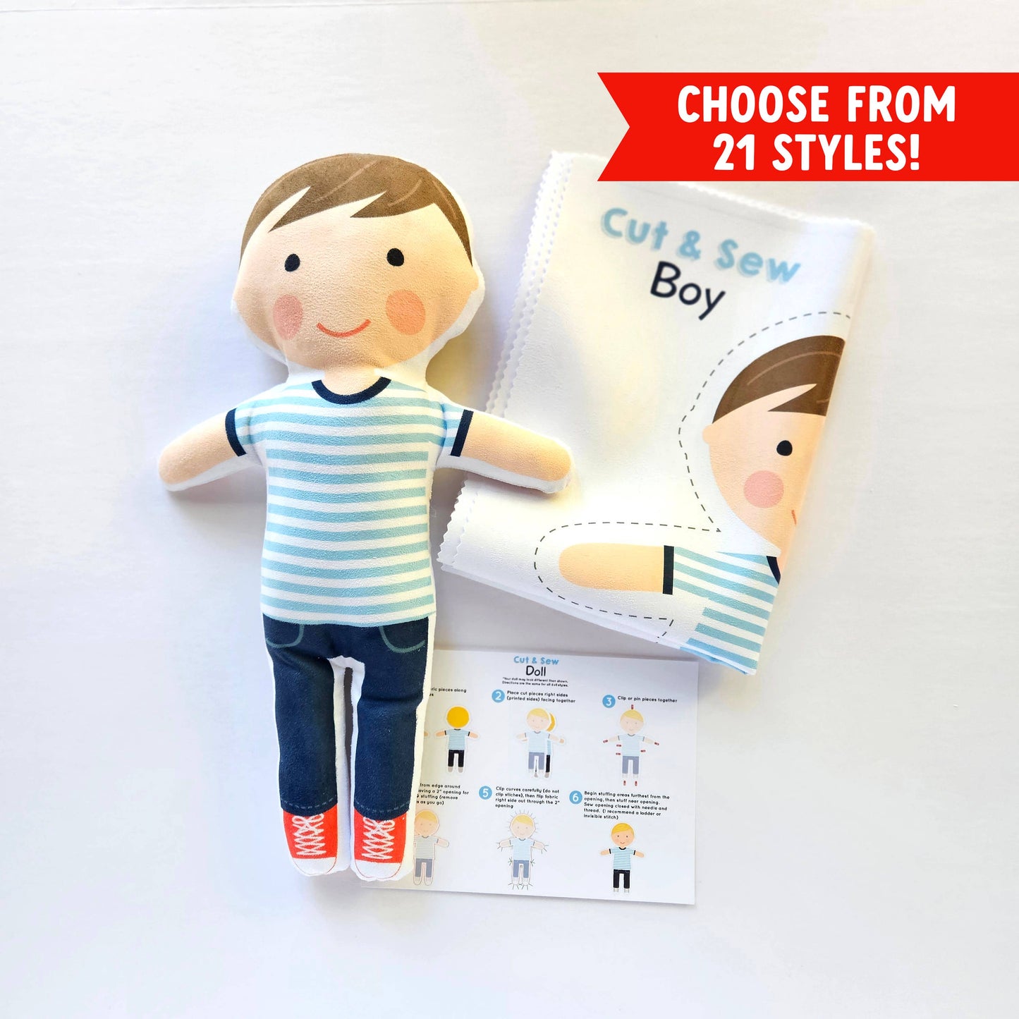 Cut & Sew Boy Plush Doll – Easy Sewing Craft Kit 