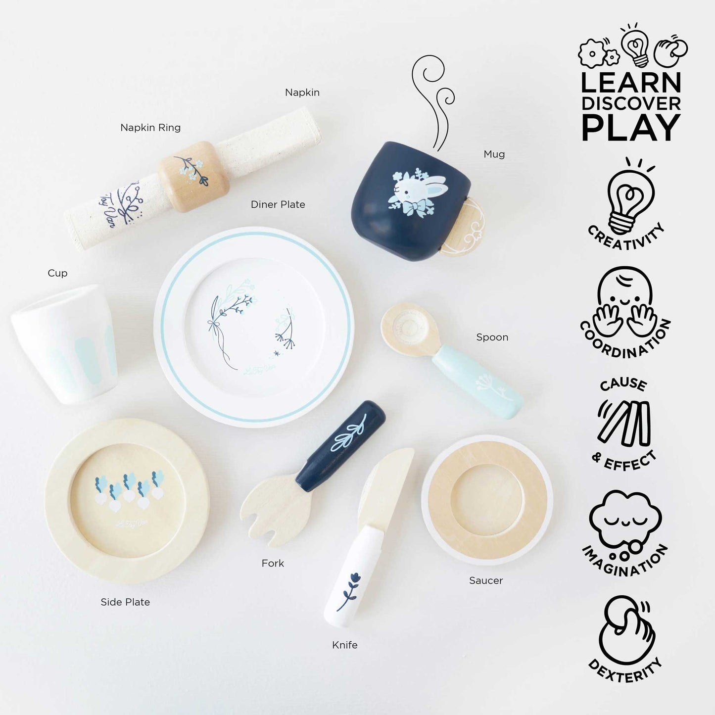 Le Toy Van Pretend Play Wooden Cutlery Dining Set  2 years+