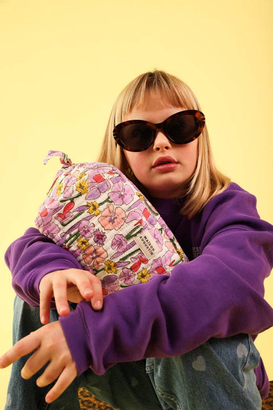 Lilac floral toiletry bag
