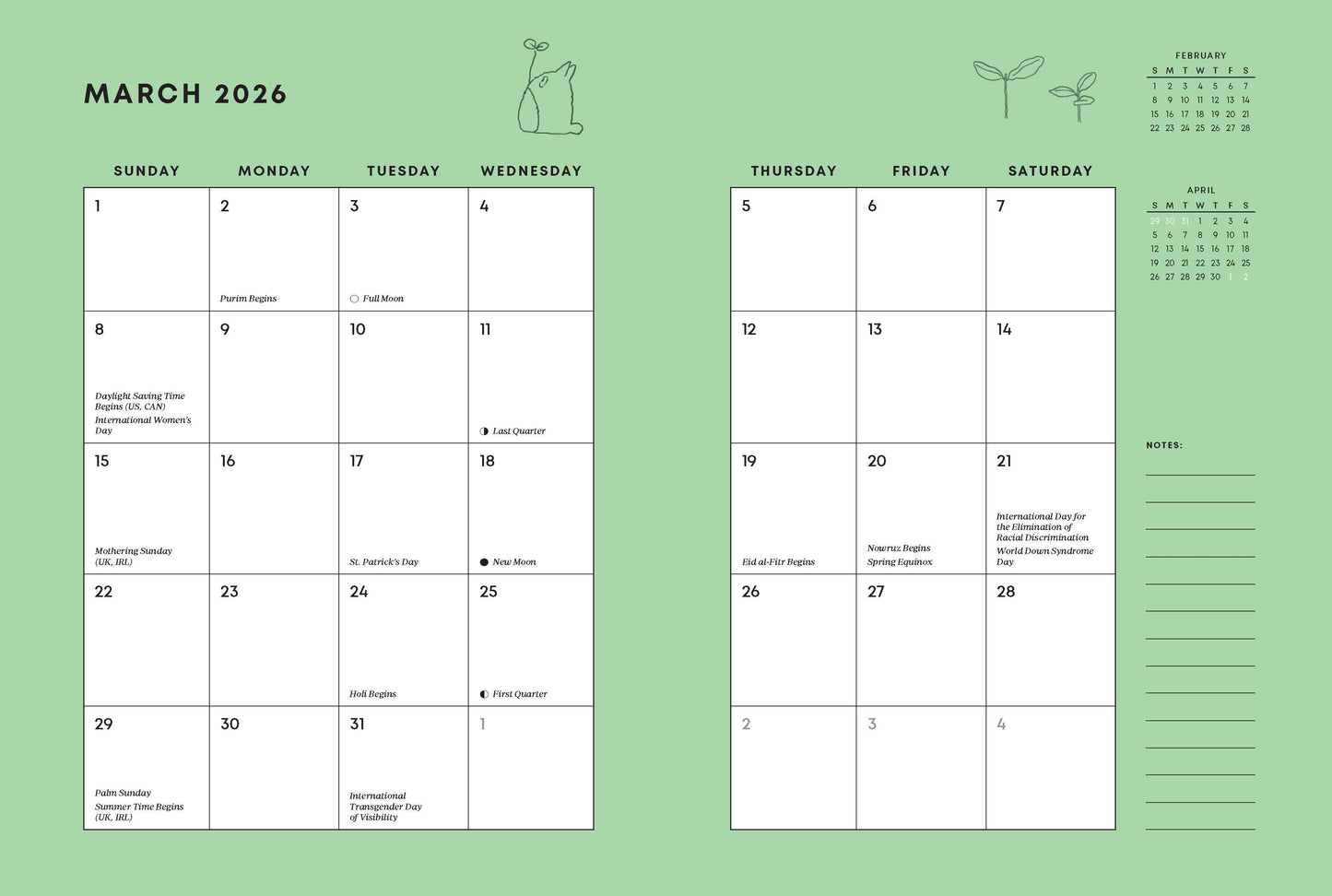 Studio Ghibli My Neighbor Totoro 2026 12-Month Weekly Planner