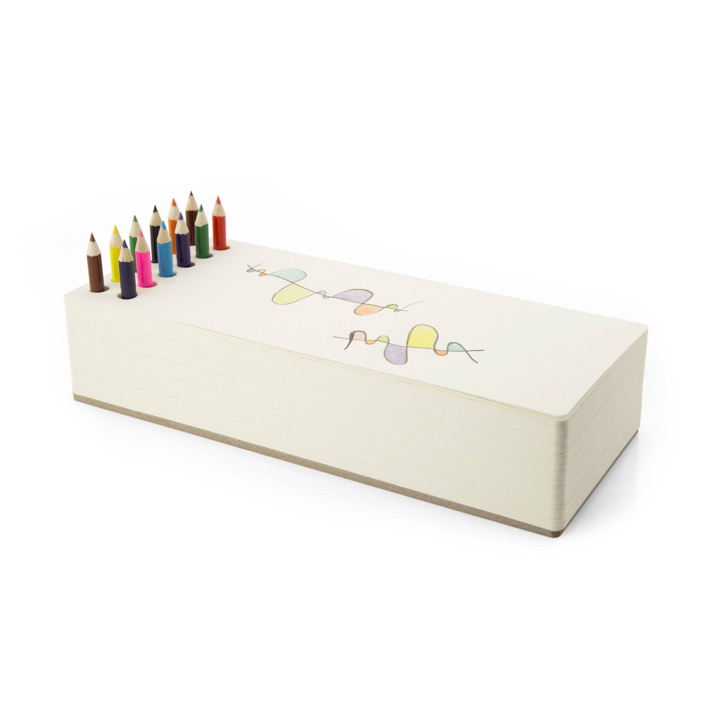 JOTBLOCK Tabletop chunky sketchpad Includes 12 colorful pencils & 380 sheets(Long)
