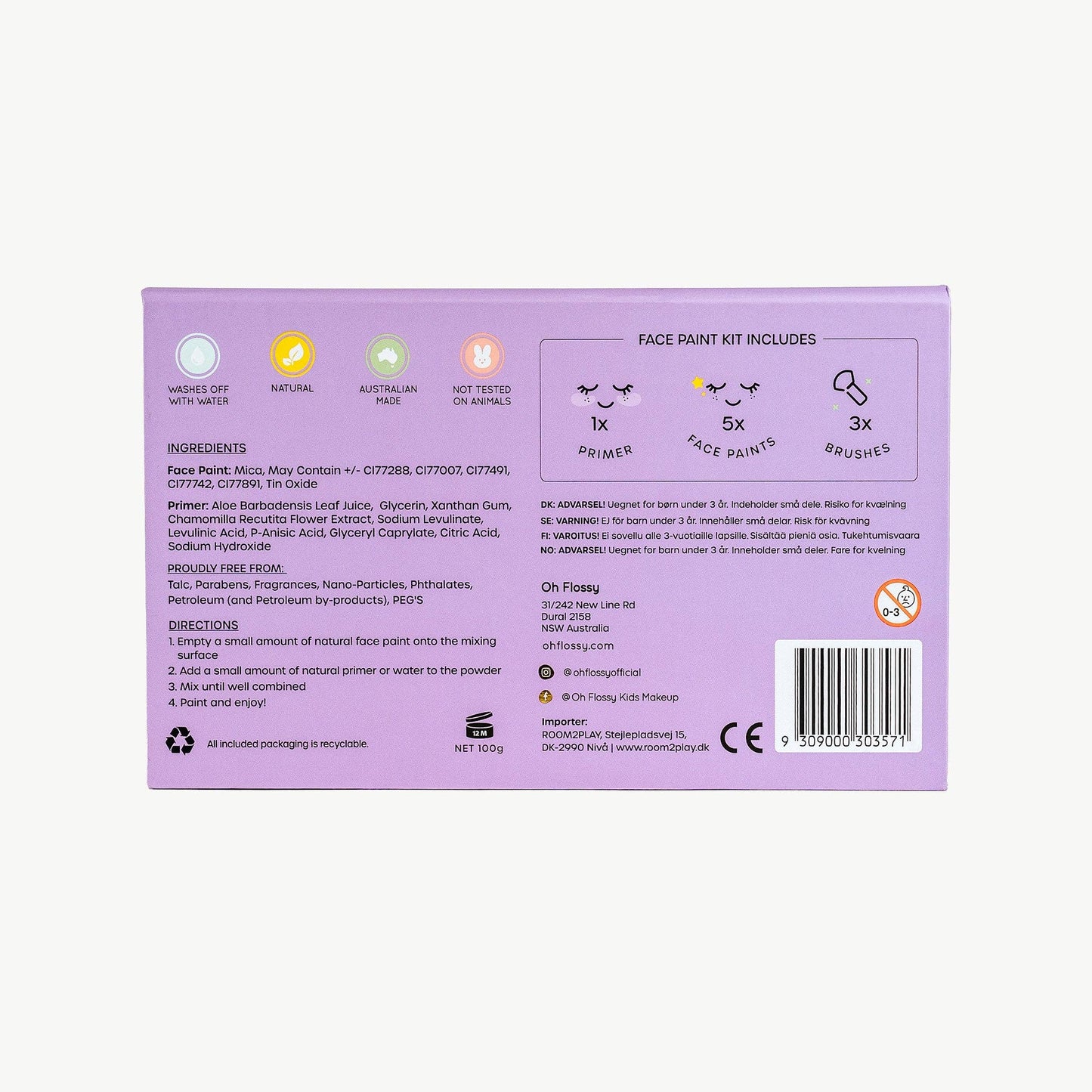 Oh Flossy Kids Magic Garden Face Paint Set Made in Australia