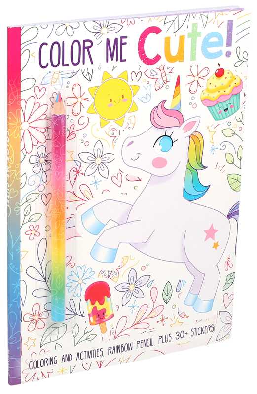 Color Me Cute! Coloring Book with Rainbow Pencil by