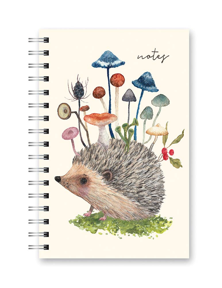 Spiral Notebook Hedgehog with Mushrooms