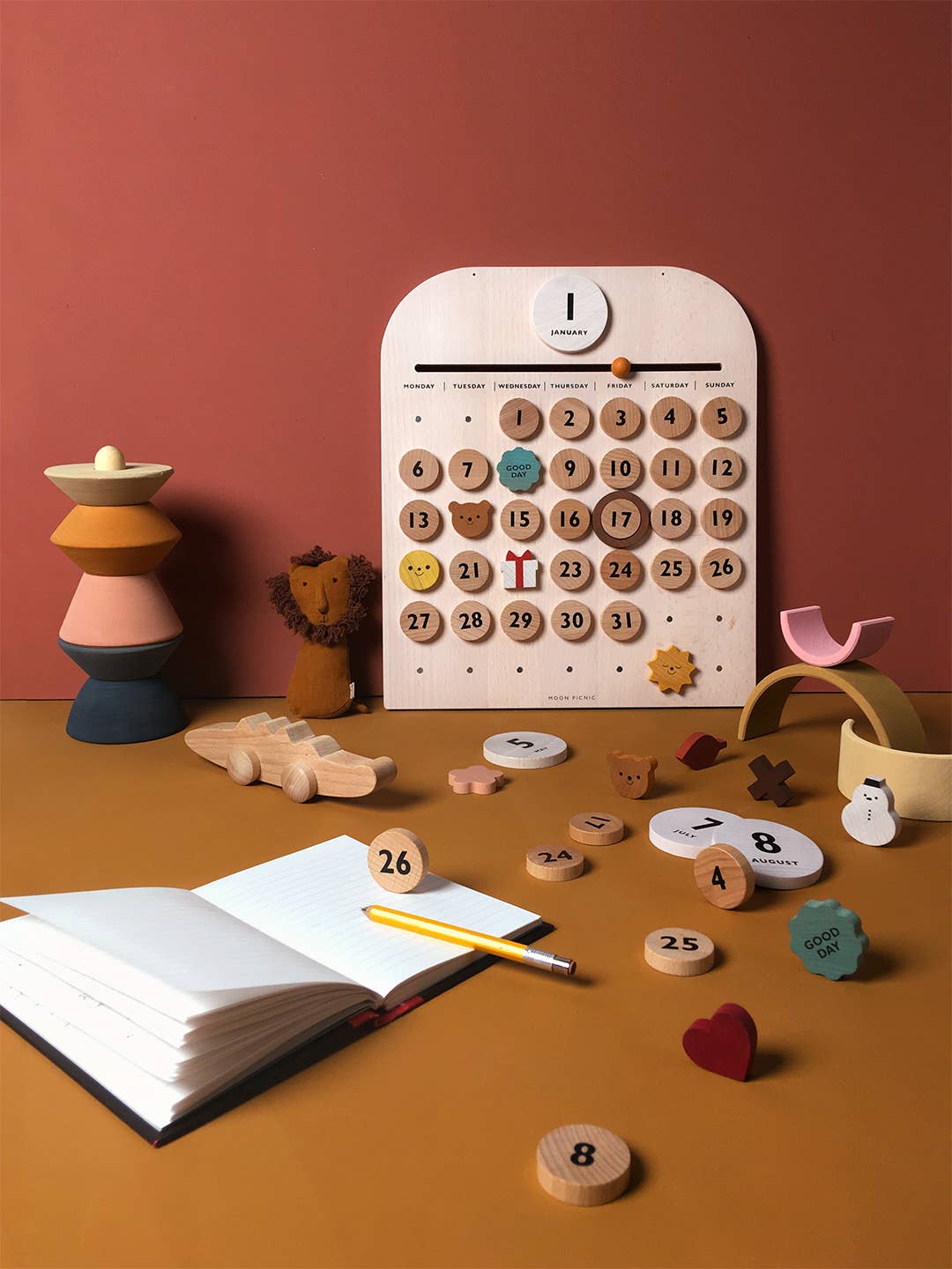 Wooden Wall Everyday Perpetual Calendar for Little one  with magnets 3yrs+