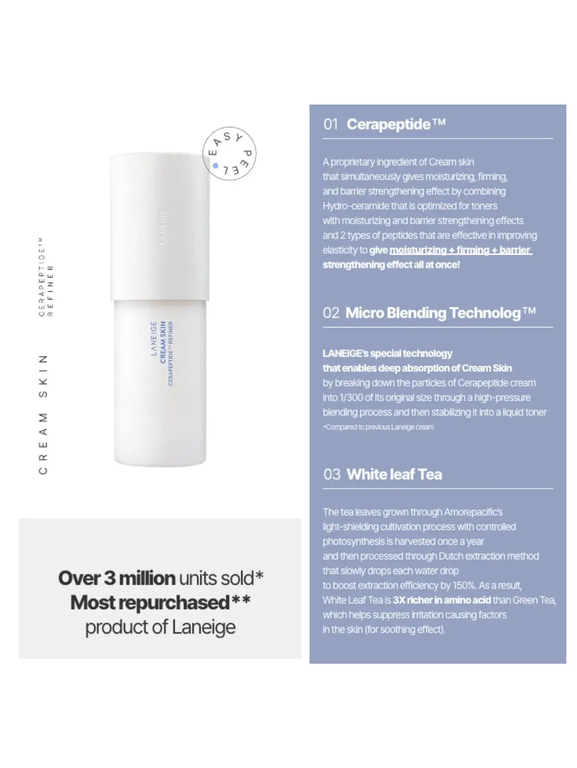 LANEIGE Cream Skin Cerapeptide Refiner Cream Toner : 170ml Full Size - Boxed