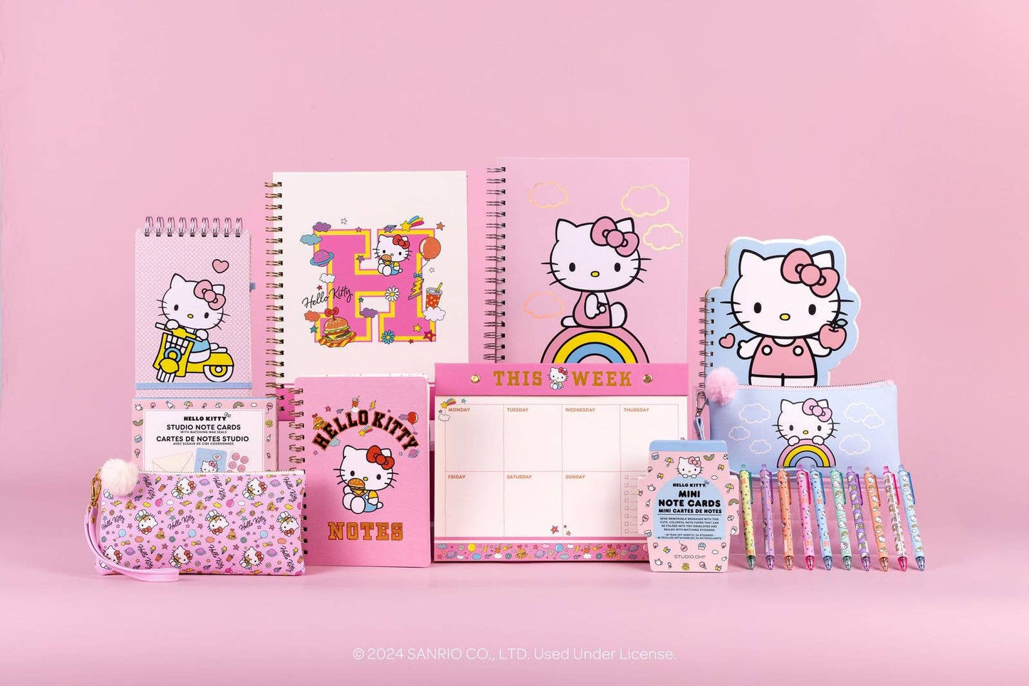 Hello Kitty Classic Pink Top-Spiral Notebook with Pen Loop