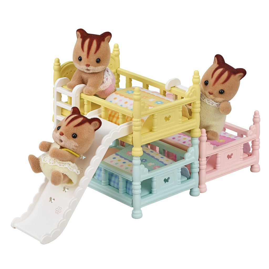 Calico Critters Triple Bunk Beds, Dollhouse Furniture Set