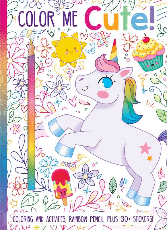 Color Me Cute! Coloring Book with Rainbow Pencil by