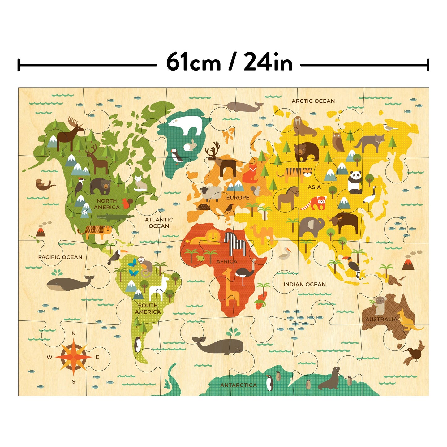 Petit Collage - World Map 24-Piece Floor Puzzle