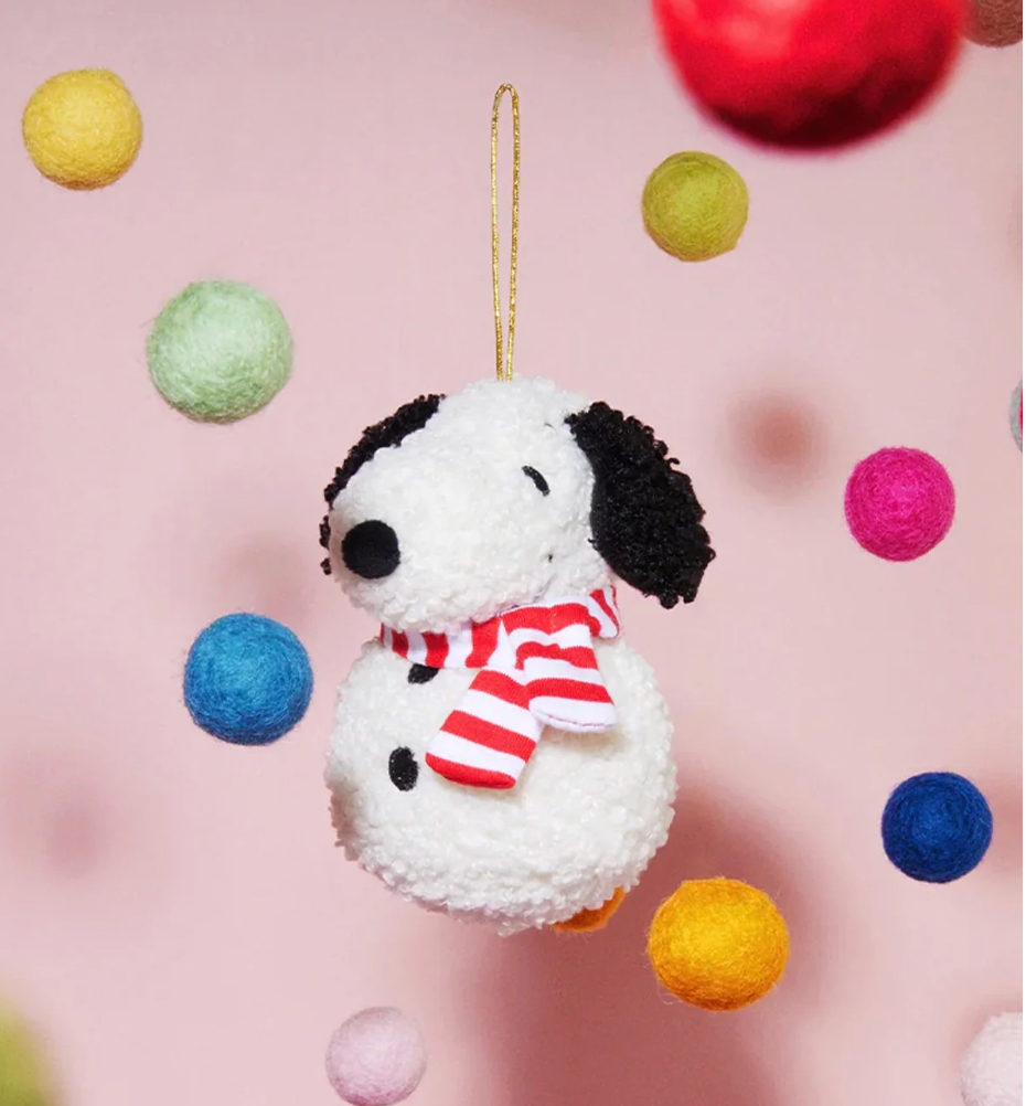 Bon Ton Toys Plush Ornament PEANUTS SNOOPY ECO Tiny Teddy Cream Snowman 4"