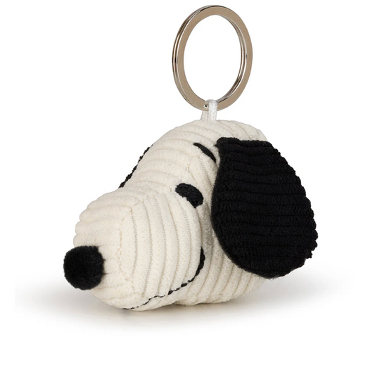 Bon Ton Toys Keychain Plush PEANUTS SNOOPY HEAD Cream Corduroy 2"