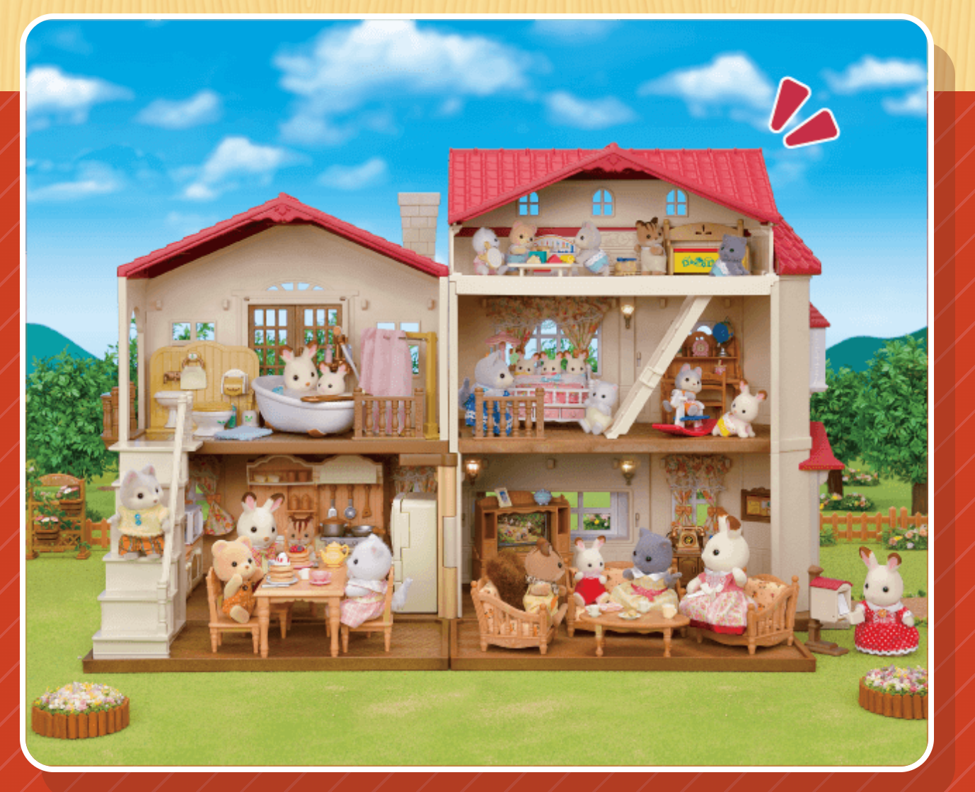 Calico Critters 3 Stories Red Roof Country Home Playset