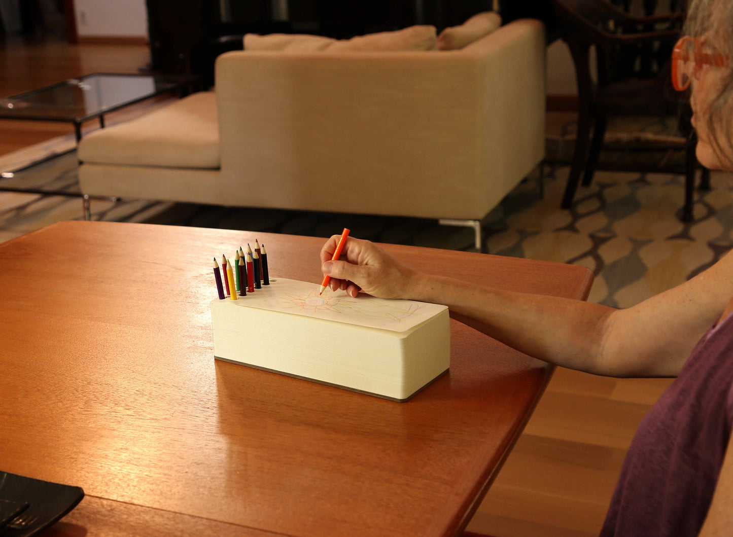 JOTBLOCK Tabletop chunky sketchpad Includes 12 colorful pencils & 380 sheets(Long)