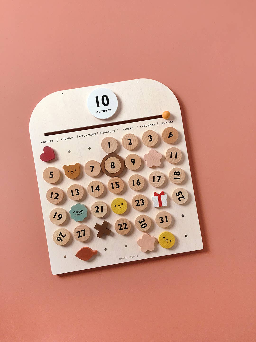 Wooden Wall Everyday Perpetual Calendar for Little one  with magnets 3yrs+