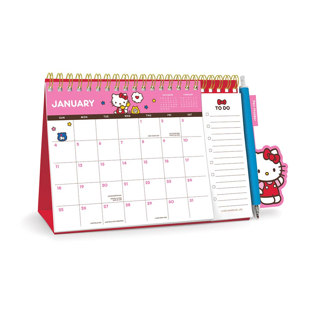 2026 Hello Kitty Playful Pink Standing Desk Calendar
