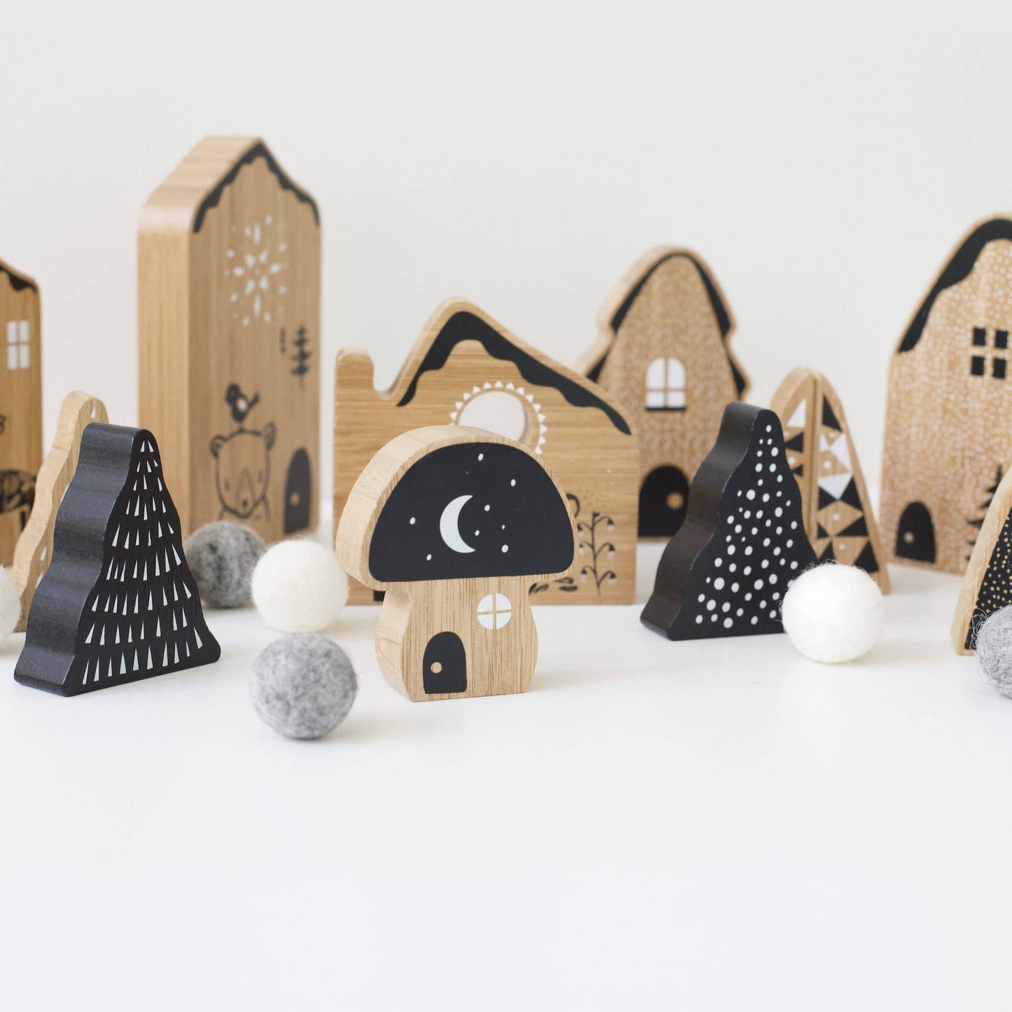Woodland Village 12-piece illustrated block set