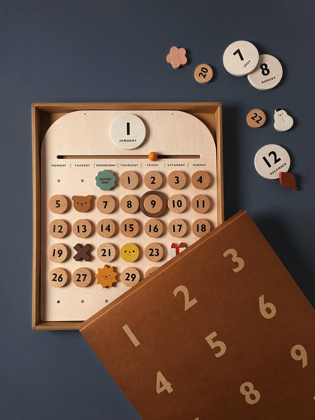 Wooden Wall Everyday Perpetual Calendar for Little one  with magnets 3yrs+