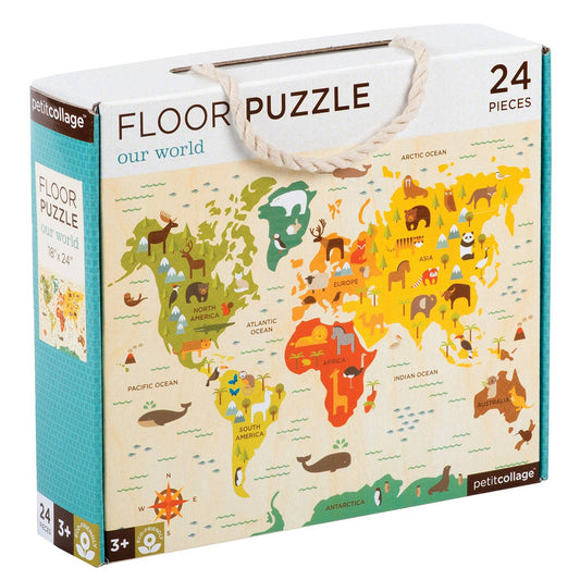 Petit Collage - World Map 24-Piece Floor Puzzle