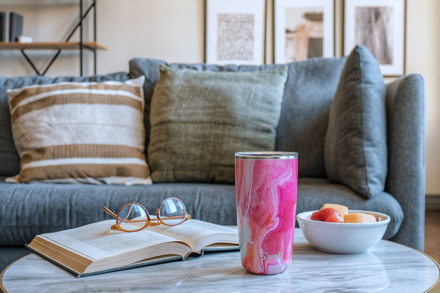 Stainless Steel Tumbler with Lid-Rose Agate