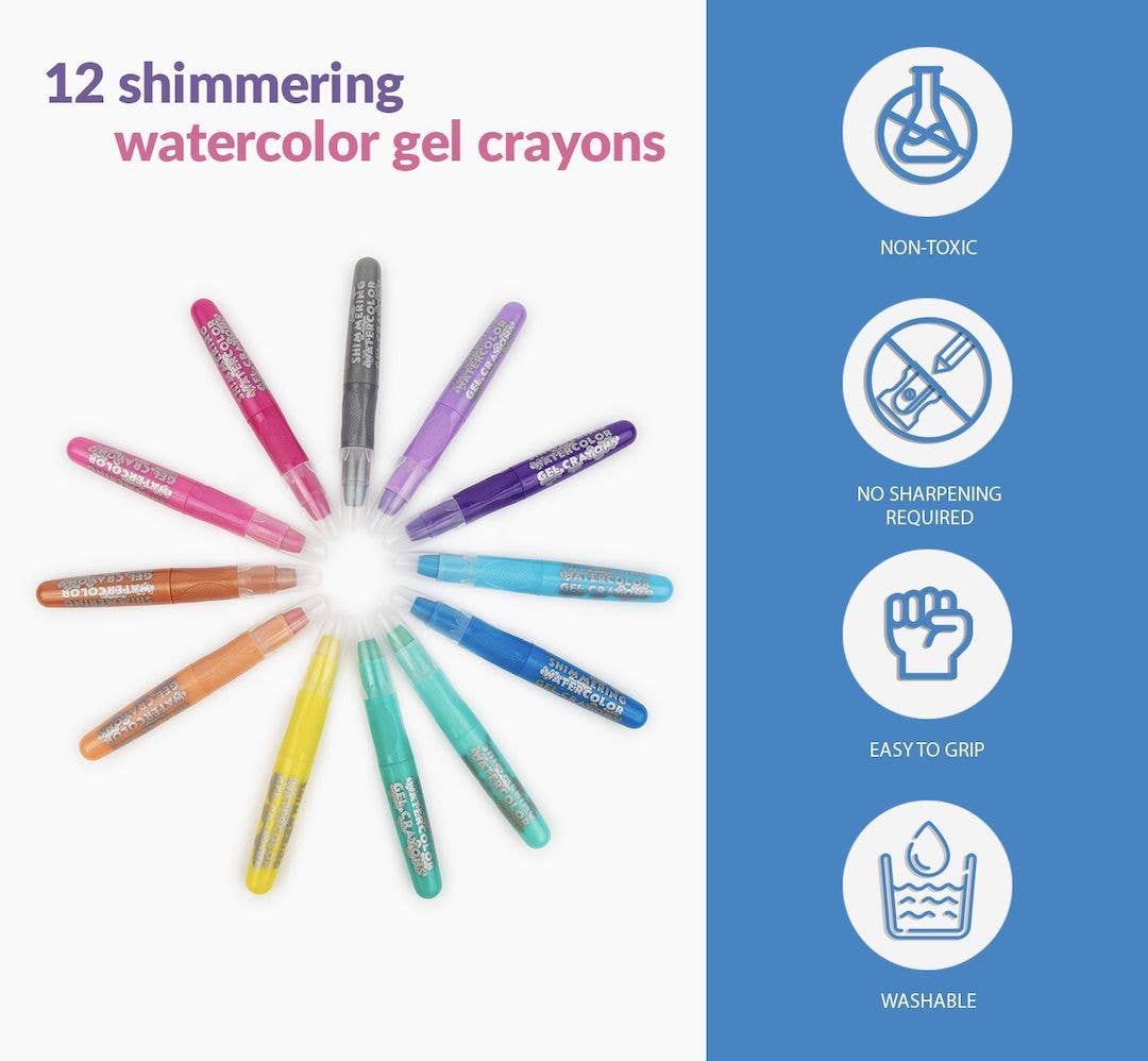 Sparkle twistable 12 glitter colors watercolor gel crayons