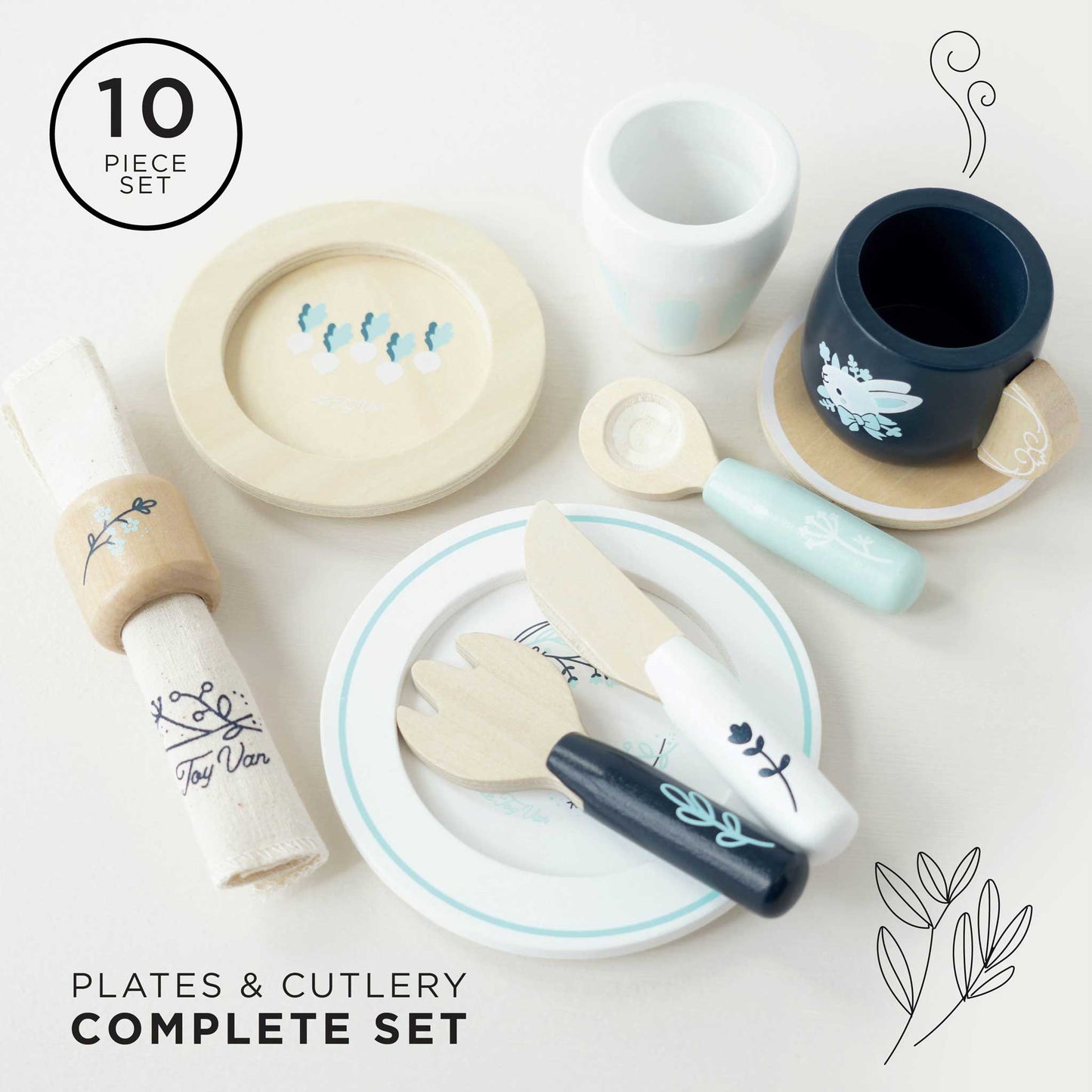 Le Toy Van Pretend Play Wooden Cutlery Dining Set  2 years+